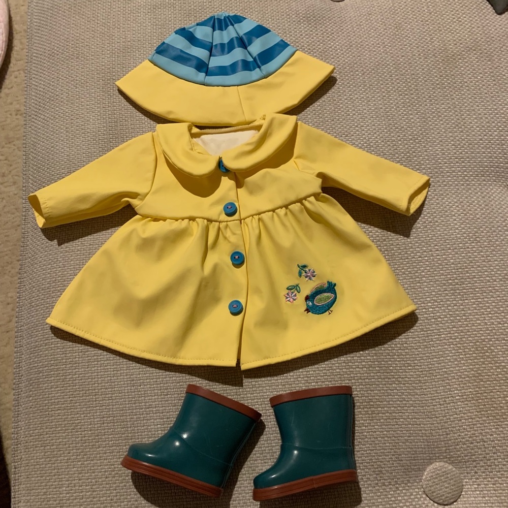 Bitty baby- authentic- raincoat, hat, boots